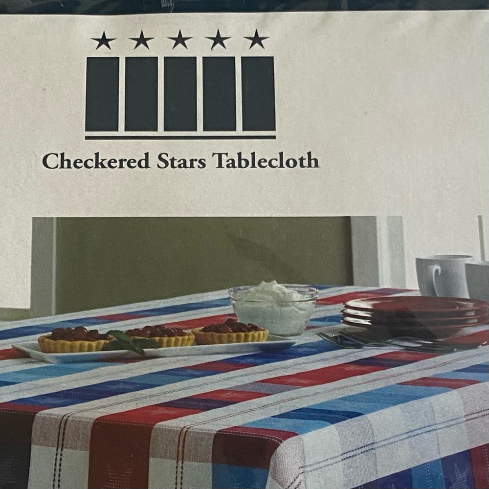Kohl's Multicolor Patriotic Checkered Stars Tablecloth